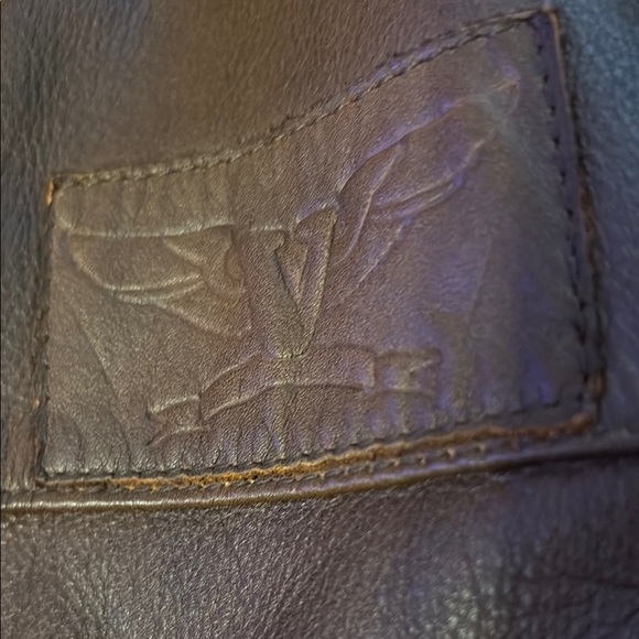 Brown Leather Bomber Jacket with Fleece Collar - Picture 9 of 16